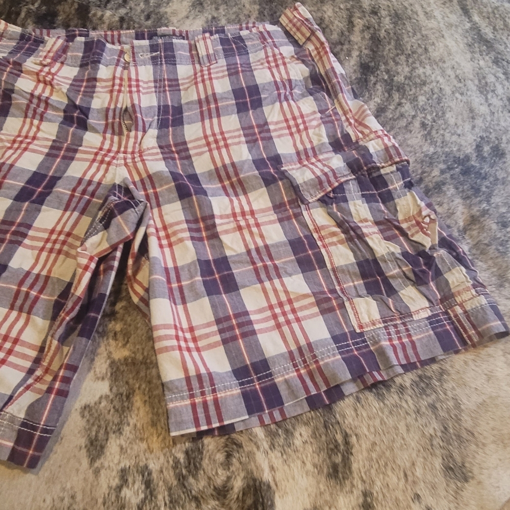 Men sz 30 Polo Ralph Lauren plaid cargo shorts